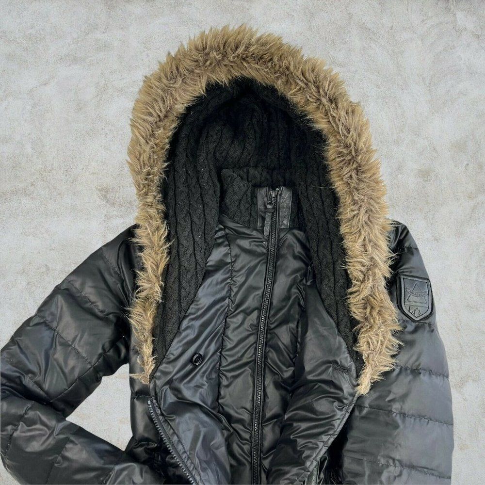 RUDSAK ATELIER NOIR Caroline Jacket Puffer Down Black Coat Faux Fur Trim Hood PS - Picture 7 of 11